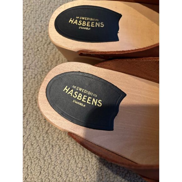 Swedish Hasbeens Husband Clogs in Cognac - Picture 3 of 6